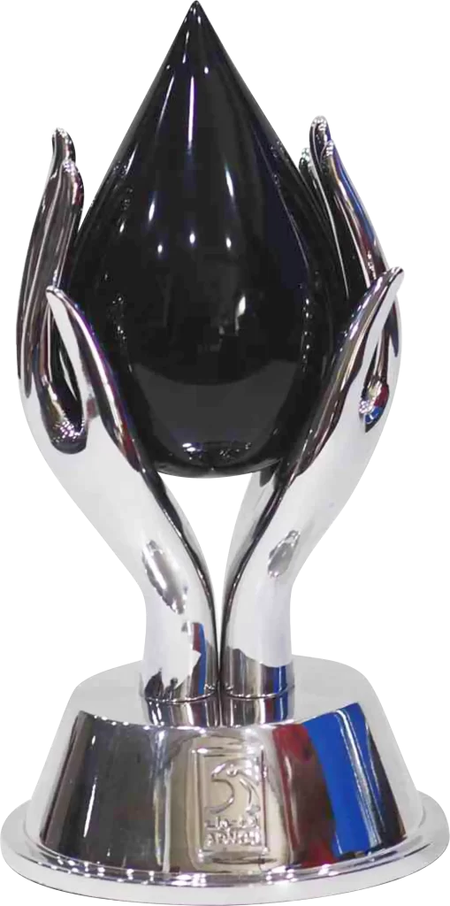 3D printed Oil & Gas Awards & Trophies made using oil drop with holding hands for UAE