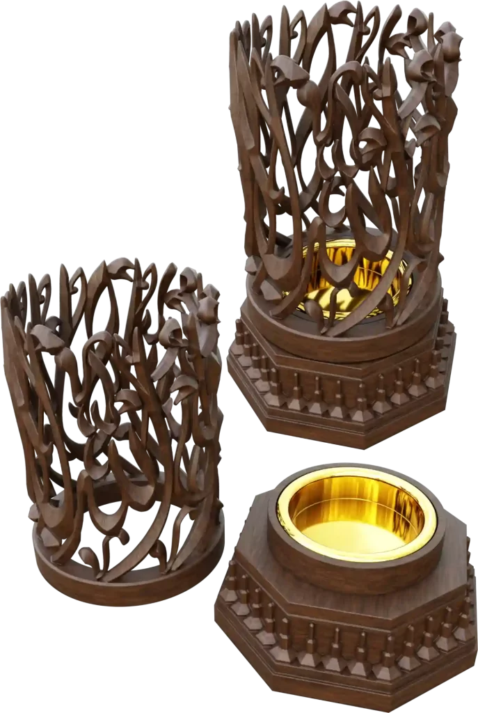 Bakhoor Burner made from plant based resin with arabic calligraphy Bakhoor Burner made from plant based resin with arabic calligraphy Green tourism in UAE