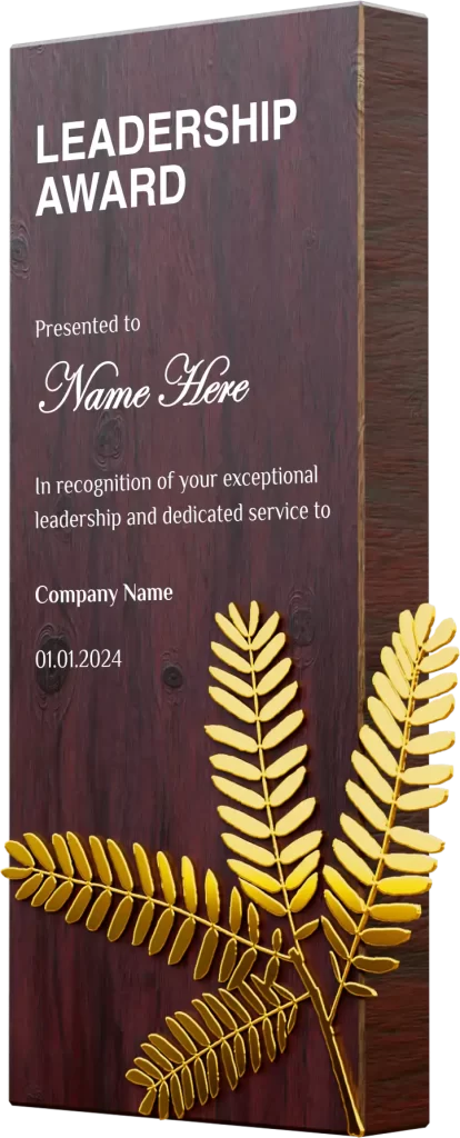 wooden plaque with metal ghaf leaf recycled gift ideas