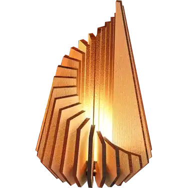 A trio of laser-cut wooden lanterns with layered geometric designs, each illuminated to create a warm glow