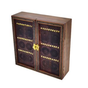 Handcrafted traditional wooden door box with brass detailing – UAE heritage gift item