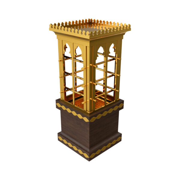 Traditional Wind Tower-shaped Bakhoor Burner with gold detailing – a luxury UAE-inspired gift.